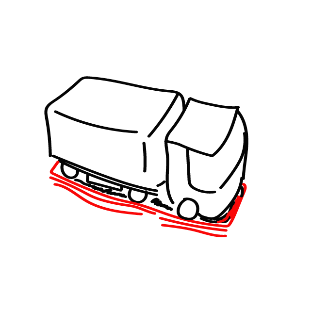 Icono del bloque Canales para la validación de hipótesis del modelo de negocio canvas, ilustrado como un camión. Su base roja lo identifica como un elemento de acción y experimentación.