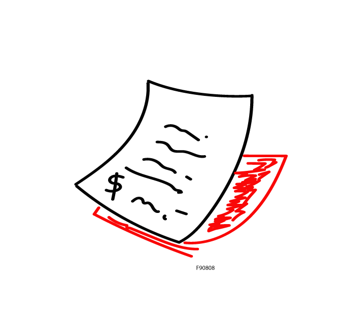 Icono del bloque Estructura de Costos para la validación de hipótesis del modelo de negocio canvas. Su base roja lo identifica como un elemento de acción y experimentación.