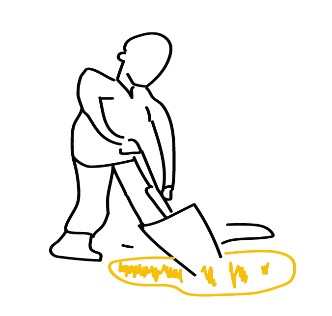 Icono de Actividades Clave para el modelo de negocio canvas, ilustrado como una persona trabajando. Su base amarilla lo identifica como un pilar teórico fundamental.